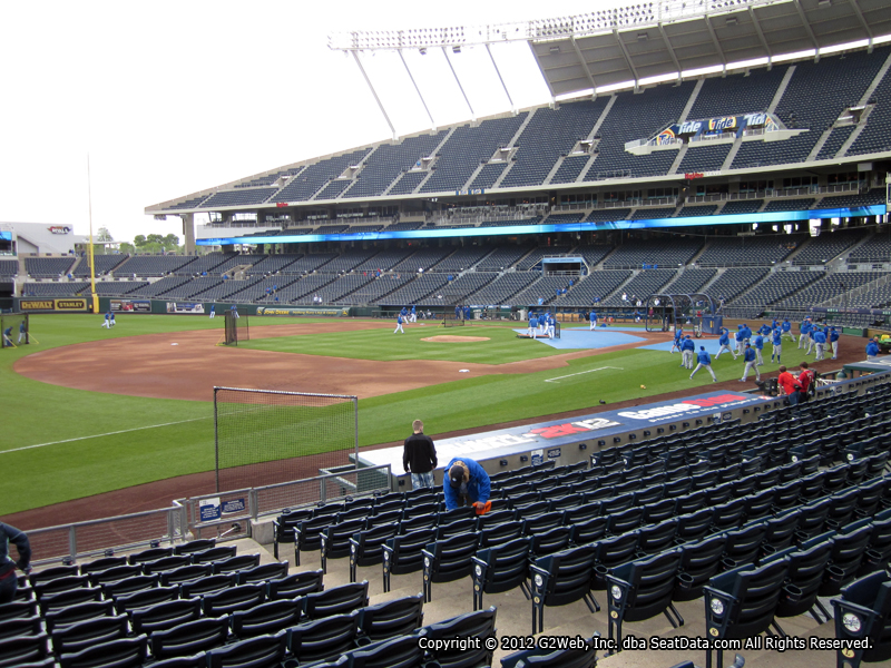 Seat view from section 115 at Kauffman Stadium, home of the Kansas City Royals