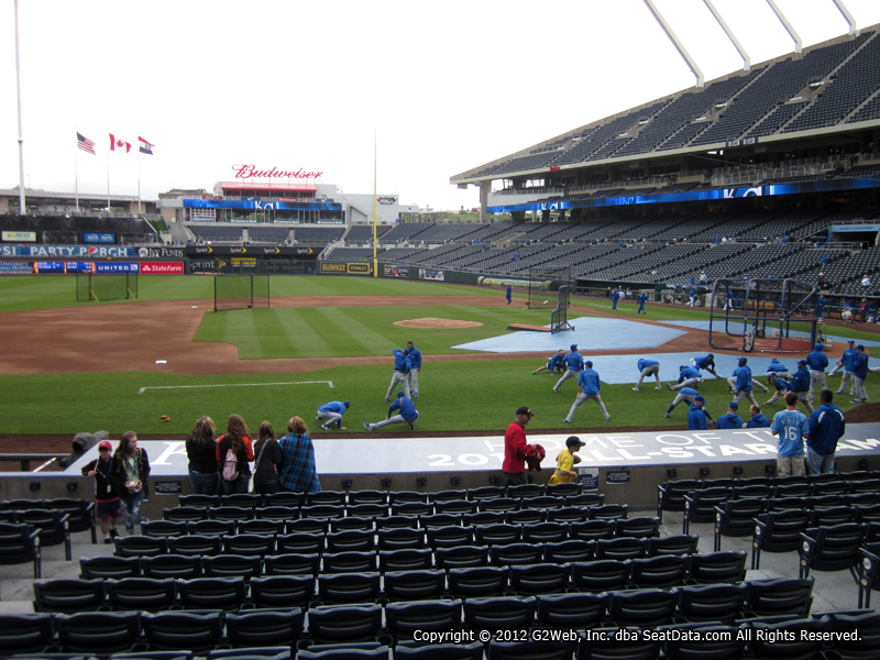 Seat view from section 120 at Kauffman Stadium, home of the Kansas City Royals