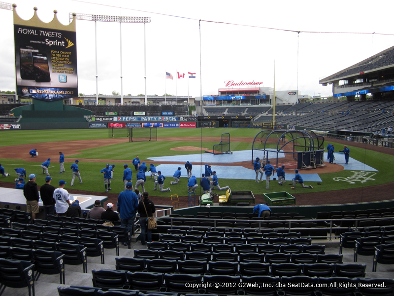 Seat view from section 124 at Kauffman Stadium, home of the Kansas City Royals