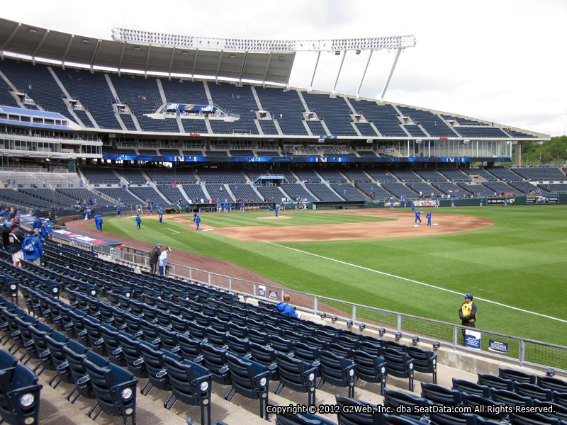 Seat view from section 143 at Kauffman Stadium, home of the Kansas City Royals
