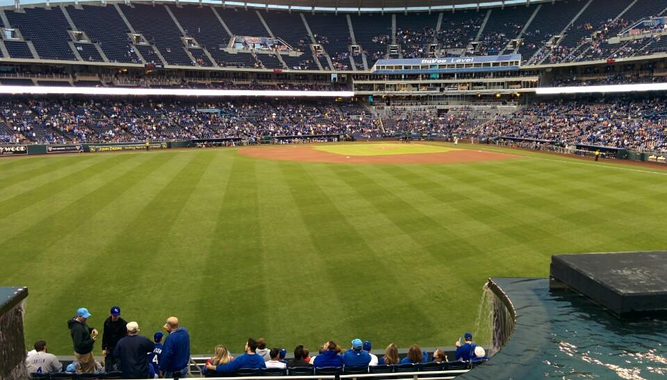 Seat view from section 203 at Kauffman Stadium, home of the Kansas City Royals