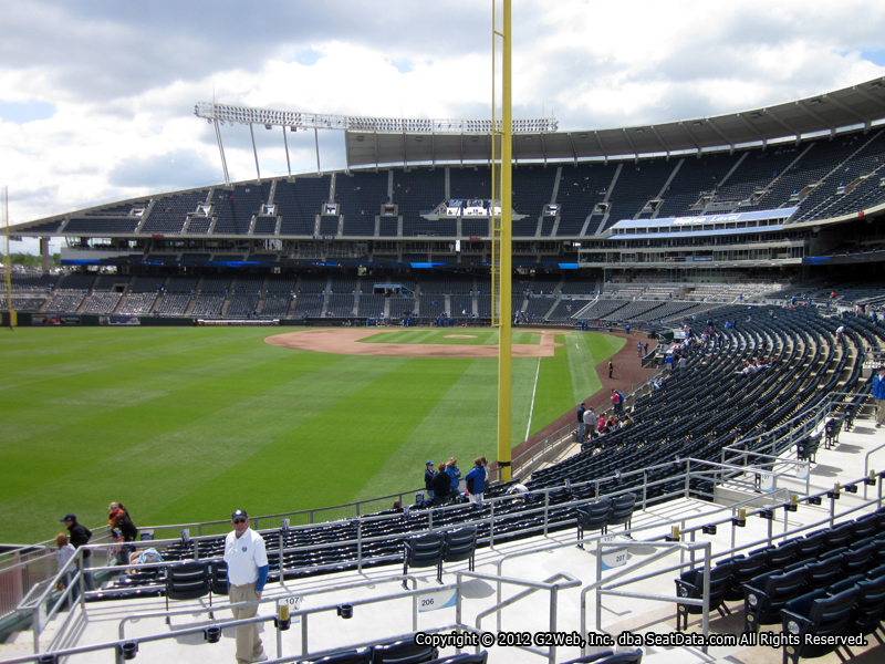 Seat view from section 206 at Kauffman Stadium, home of the Kansas City Royals