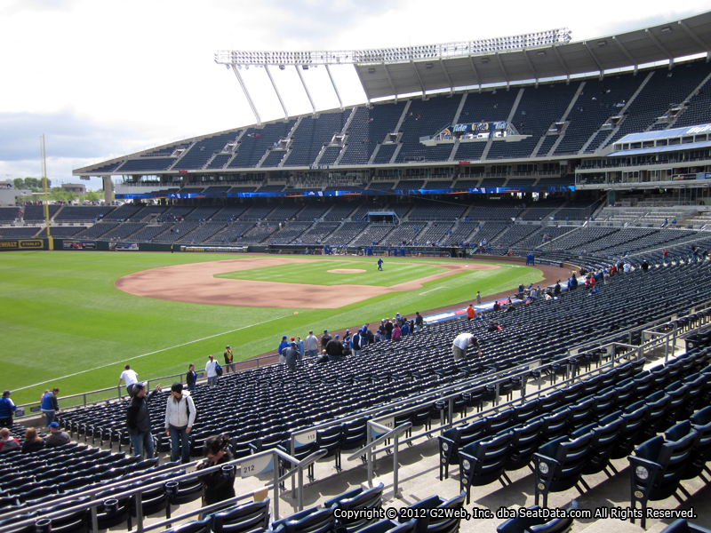 Seat view from section 212 Kauffman Stadium, home of the Kansas City Royals
