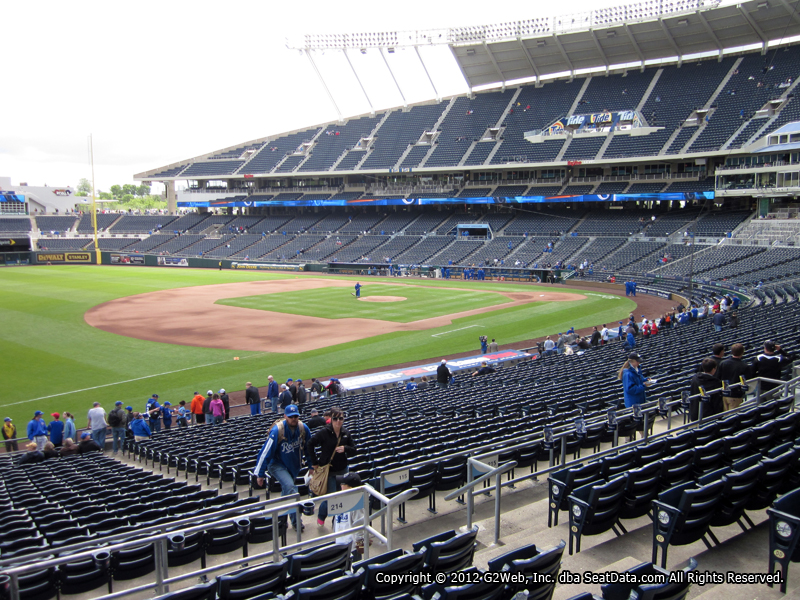 Seat view from section 214 at Kauffman Stadium, home of the Kansas City Royals