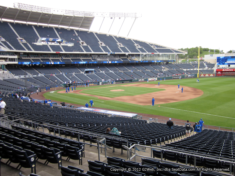 Seat view from section 241 at Kauffman Stadium, home of the Kansas City Royals