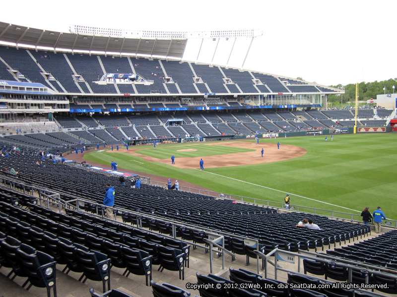 Seat view from section 244 at Kauffman Stadium, home of the Kansas City Royals