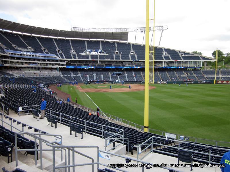 Seat view from section 248 at Kauffman Stadium, home of the Kansas City Royals