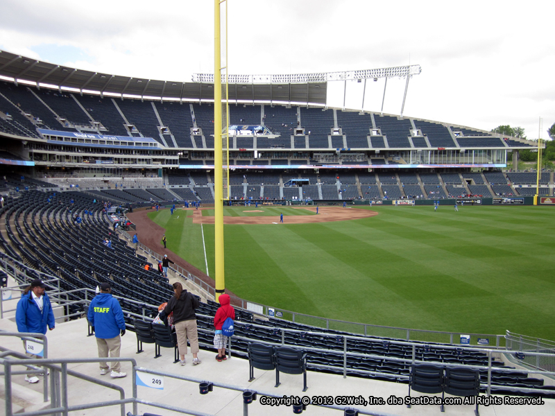 Seat view from section 249 at Kauffman Stadium, home of the Kansas City Royals