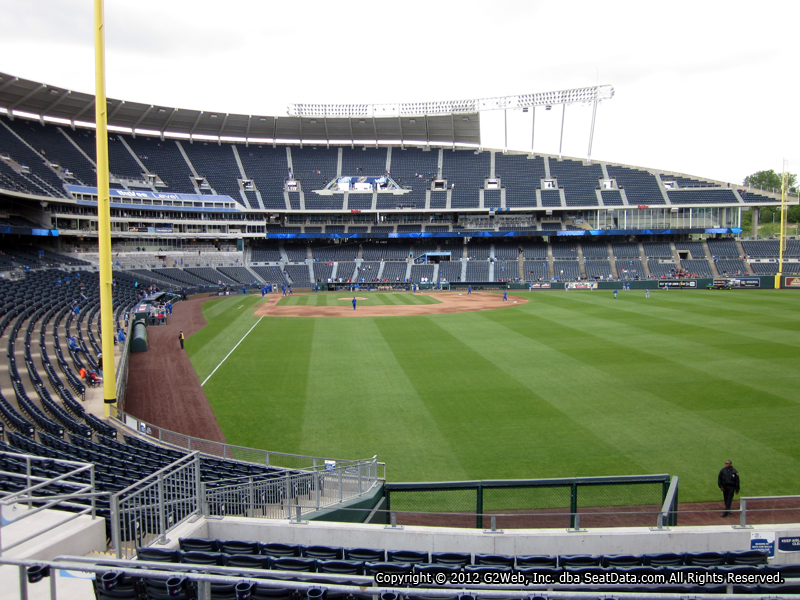 Seat view from section 250 at Kauffman Stadium, home of the Kansas City Royals