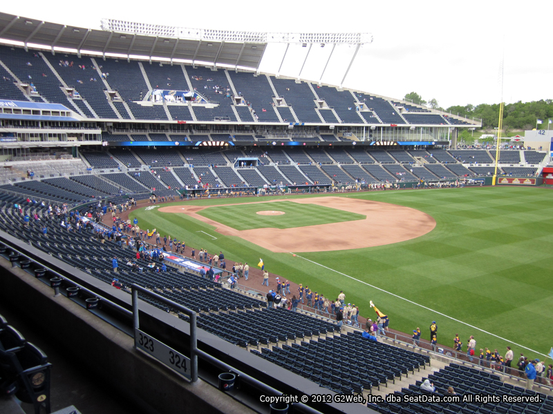 Seat view from section 324 at Kauffman Stadium, home of the Kansas City Royals