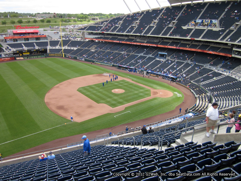 Seat view from section 407 at Kauffman Stadium, home of the Kansas City Royals