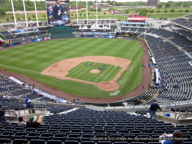 Seat view from section 417 at Kauffman Stadium, home of the Kansas City Royals