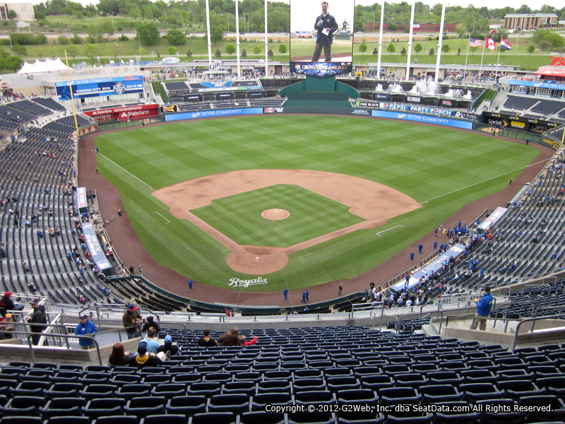 Seat view from section 421 at Kauffman Stadium, home of the Kansas City Royals