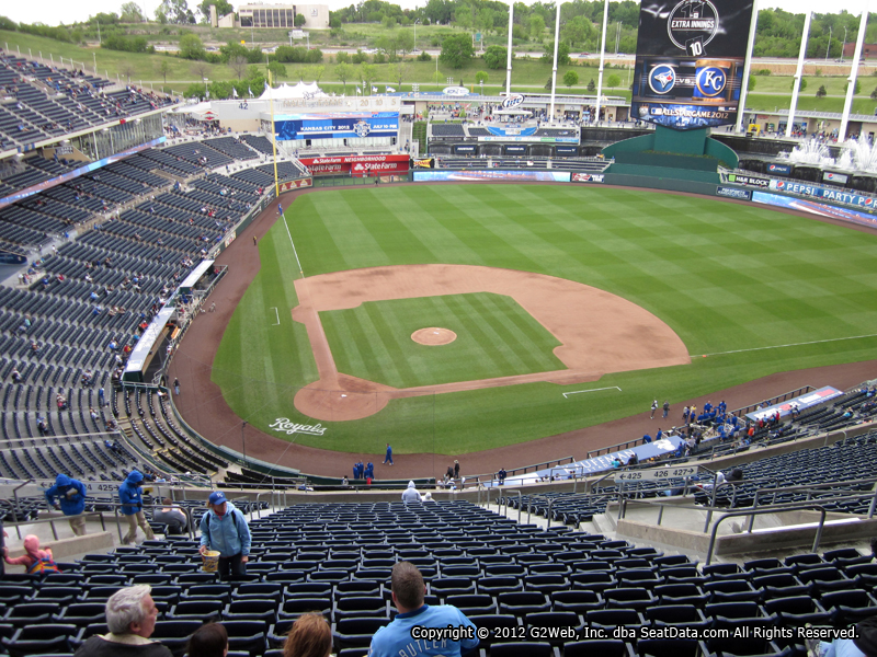 Seat view from section 425 at Kauffman Stadium, home of the Kansas City Royals