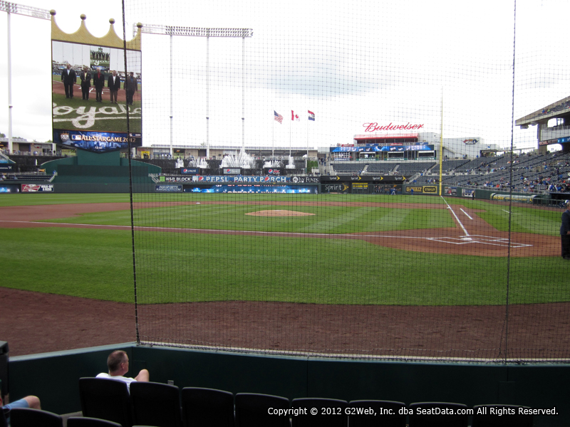 View from Crown Club Section 1 at Kauffman Stadium, home of the Kansas City Royals