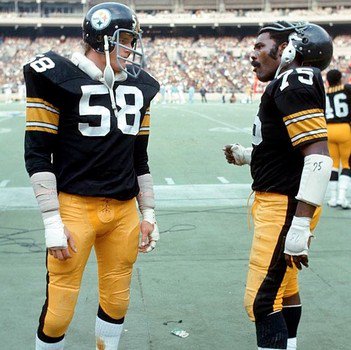 Photo of Pittsburgh Steelers legends Jack Lambert and Joe Greene.
