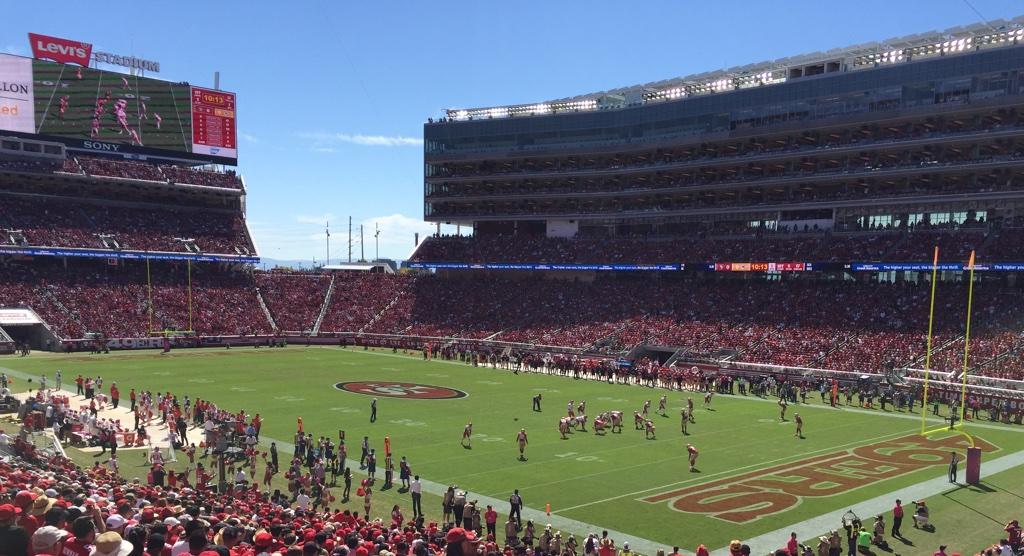 Seat view from section 107 at Levi’s Stadium, home of the San Francisco 49ers