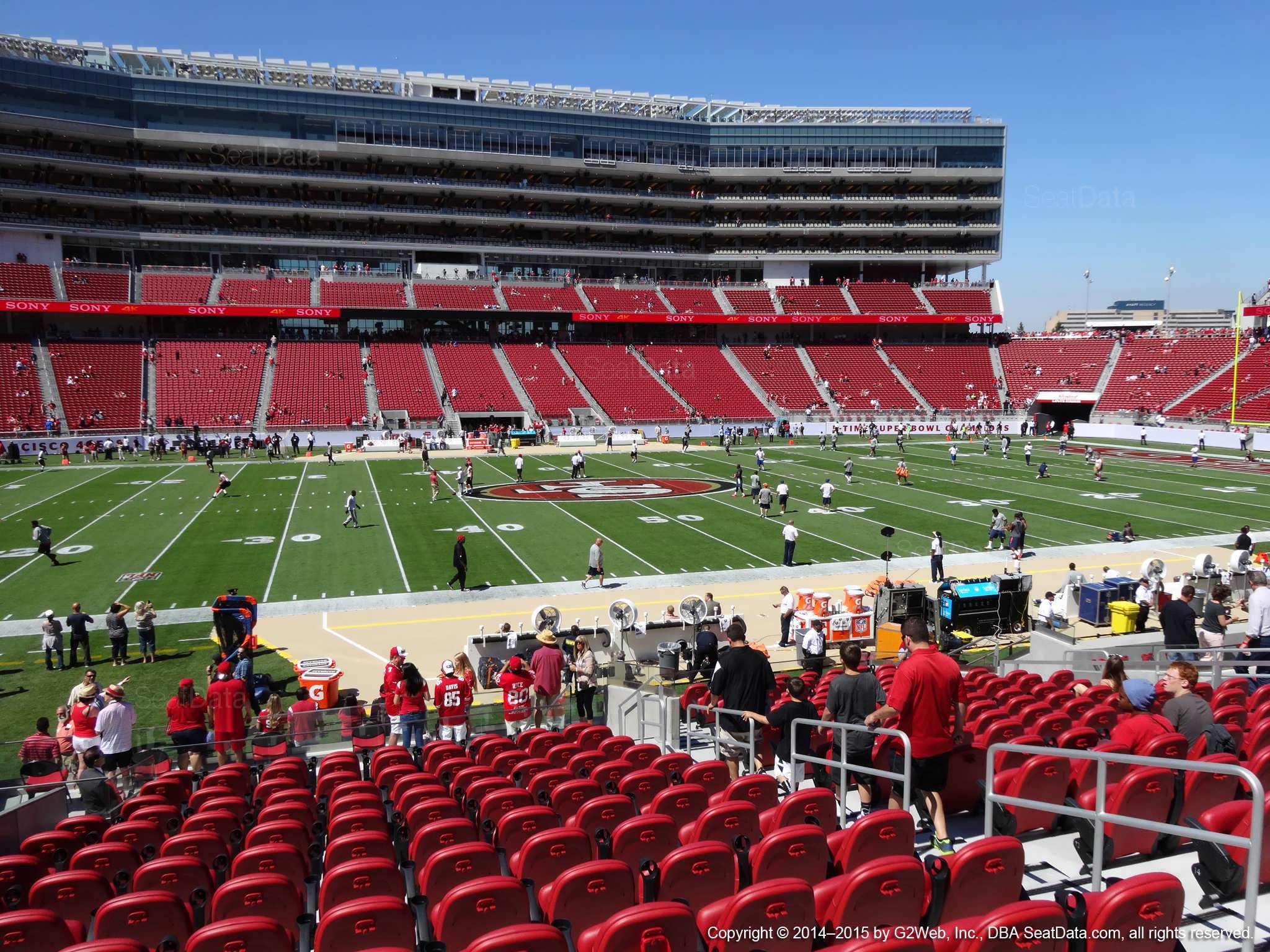 Seat view from section 117 at Levi’s Stadium, home of the San Francisco 49ers