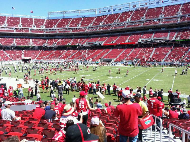 Seat view from section 134 at Levi’s Stadium, home of the San Francisco 49ers
