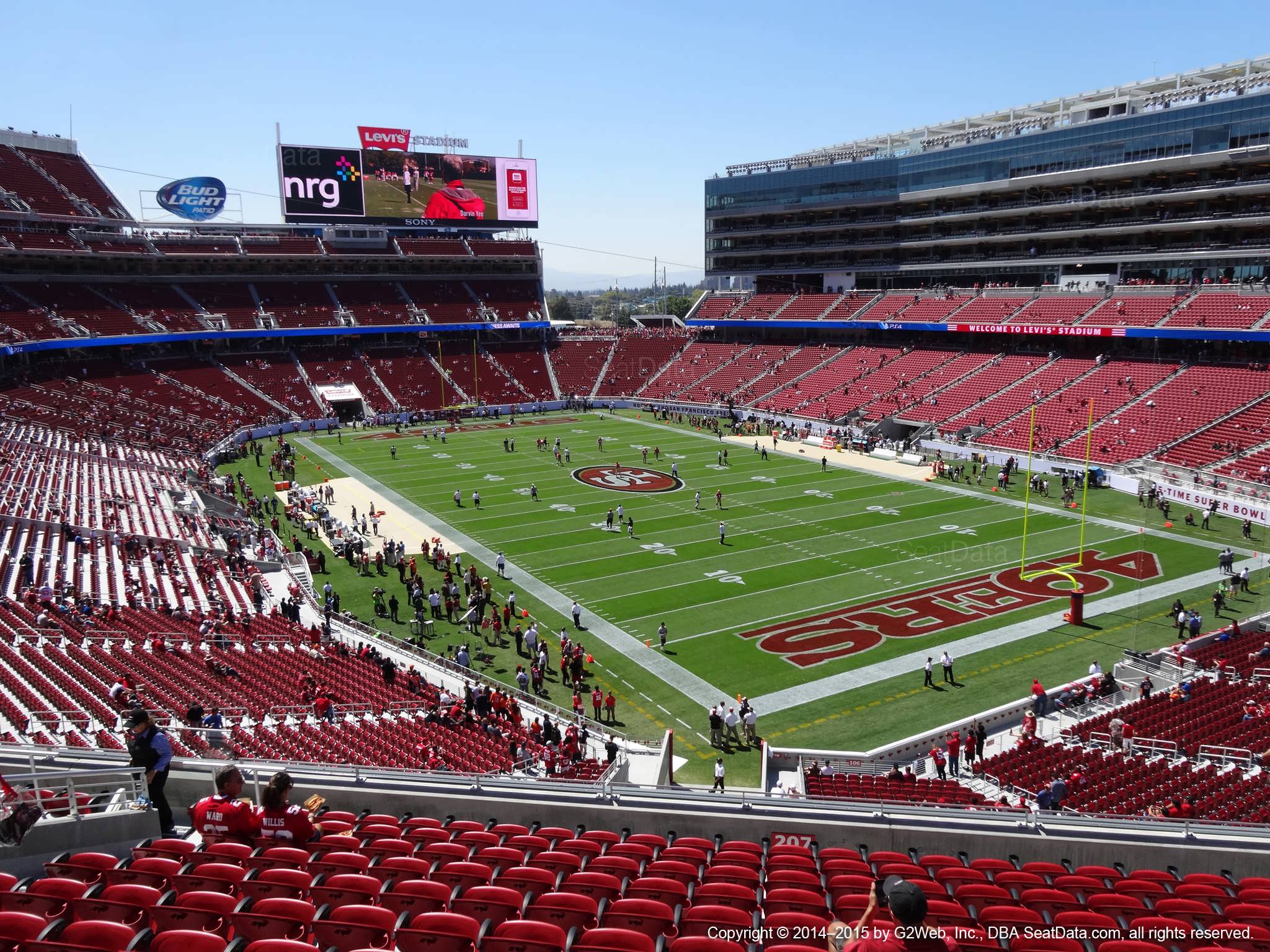 Seat view from section 207 at Levi’s Stadium, home of the San Francisco 49ers