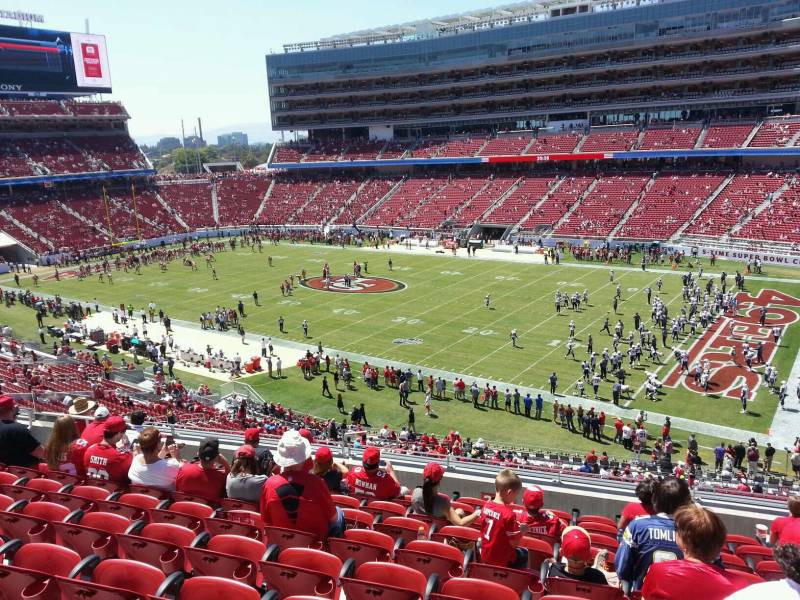 Seat view from section 210 at Levi’s Stadium, home of the San Francisco 49ers