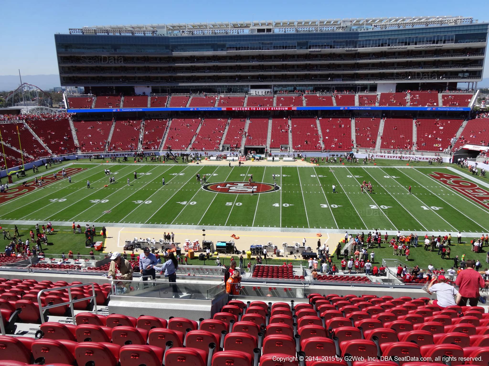 Seat view from section 215 at Levi’s Stadium, home of the San Francisco 49ers