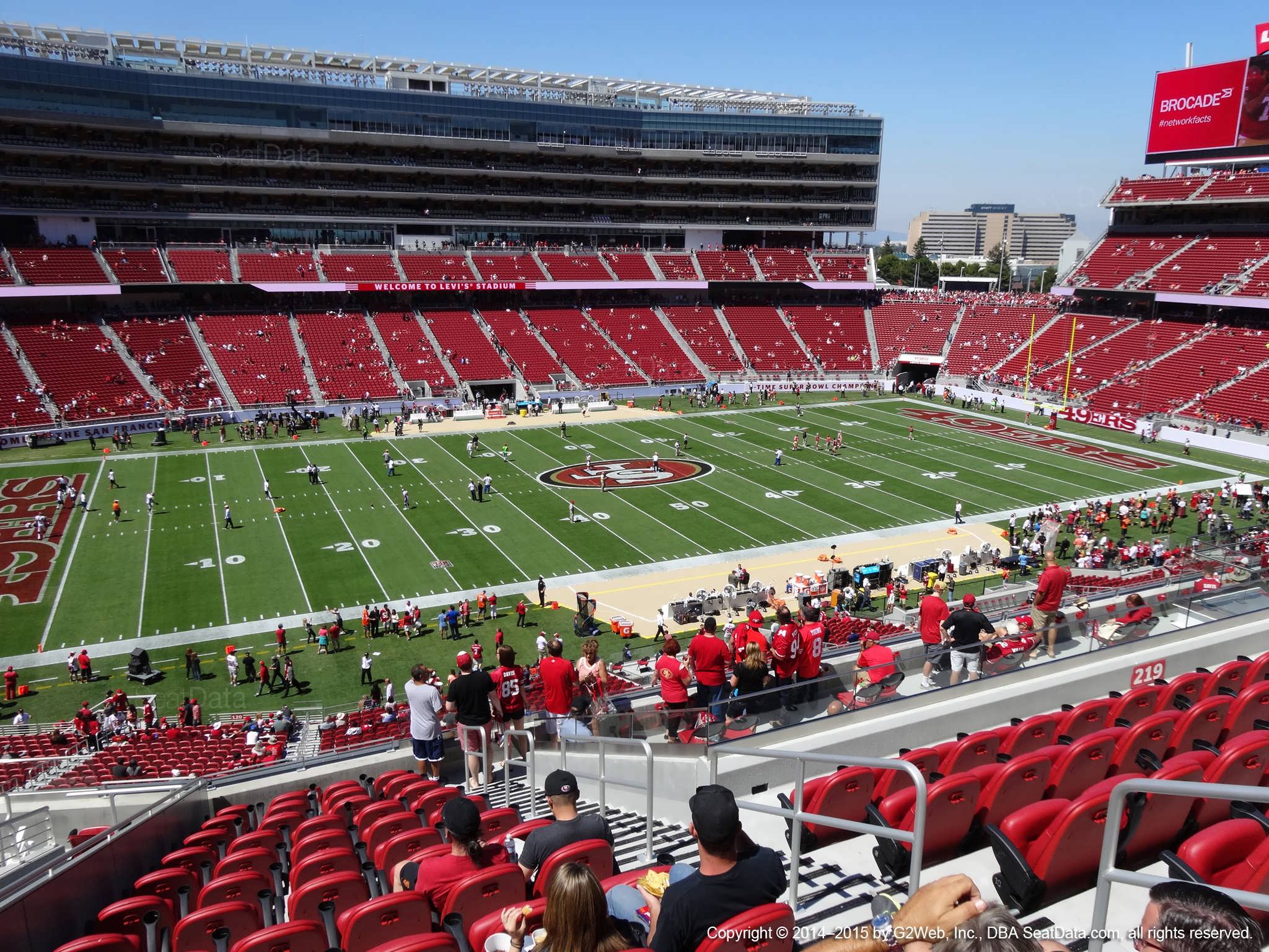 Seat view from section 220 at Levi’s Stadium, home of the San Francisco 49ers