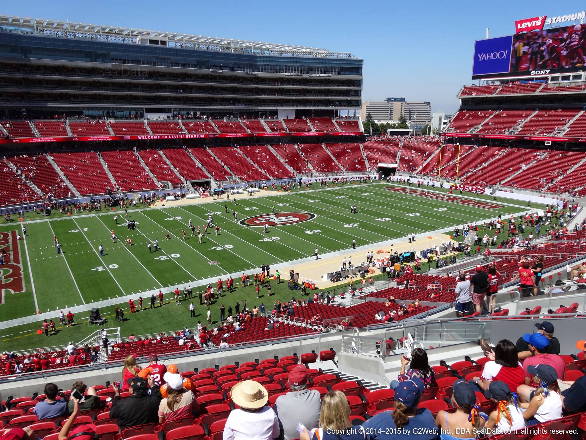 Seat view from section 221 at Levi’s Stadium, home of the San Francisco 49ers