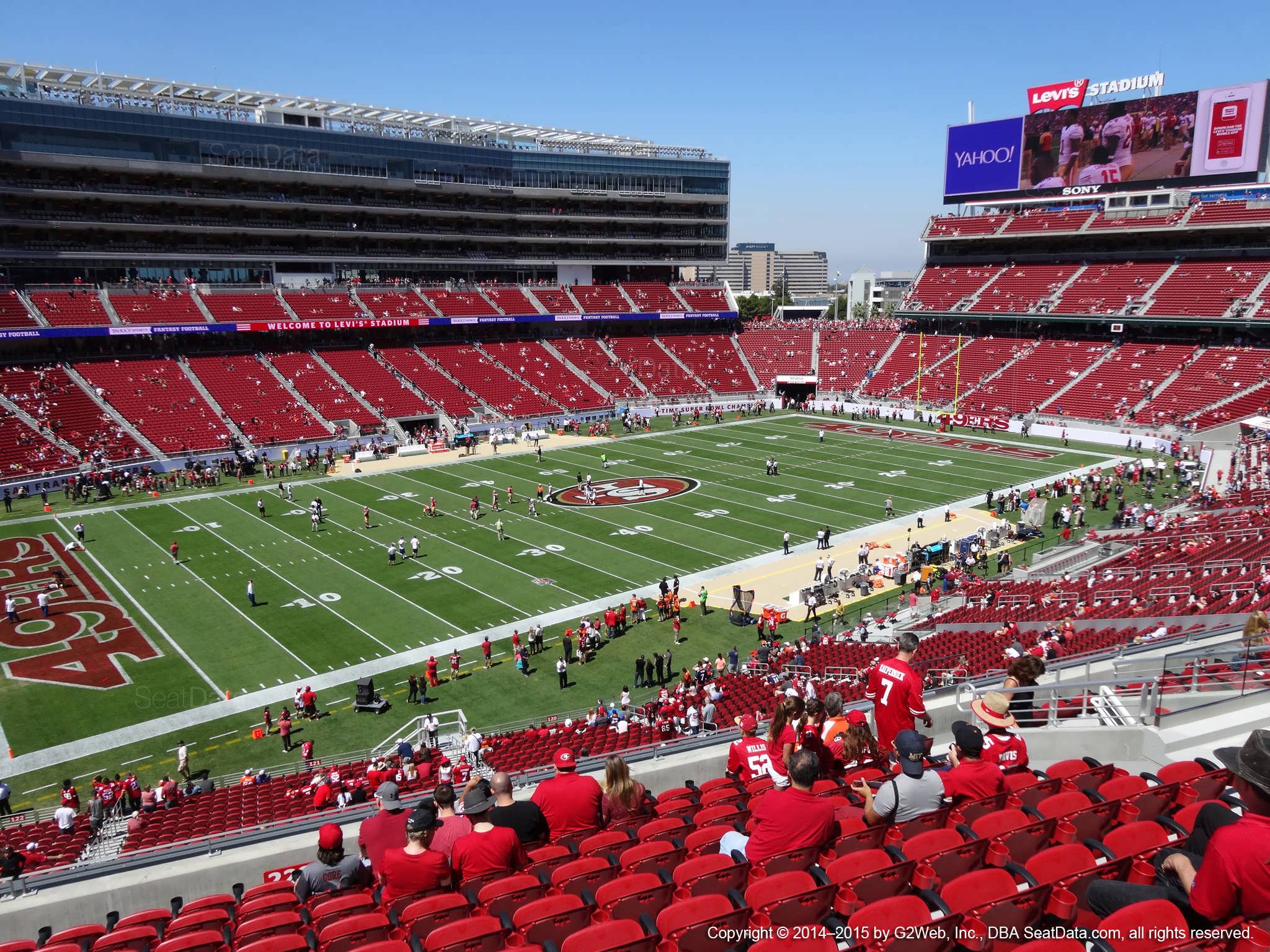 Seat view from section 222 at Levi’s Stadium, home of the San Francisco 49ers