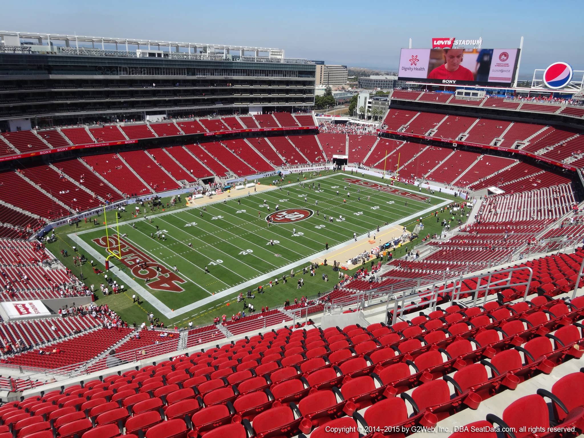 Seat view from section 418 at Levi’s Stadium, home of the San Francisco 49ers