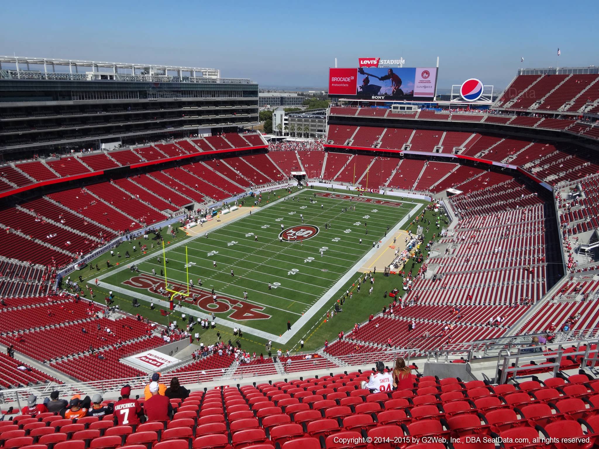 Seat view from section 421 at Levi’s Stadium, home of the San Francisco 49ers