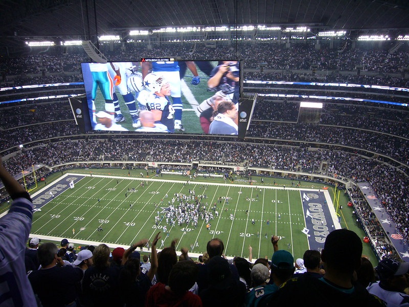 Photo taken from the upper level of AT&T Stadium during a Dallas Cowboys home game.