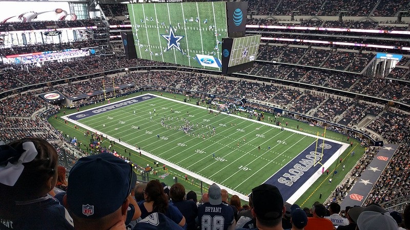 Photo taken from the loge seats at AT&T Stadium during a Dallas Cowboys home game.