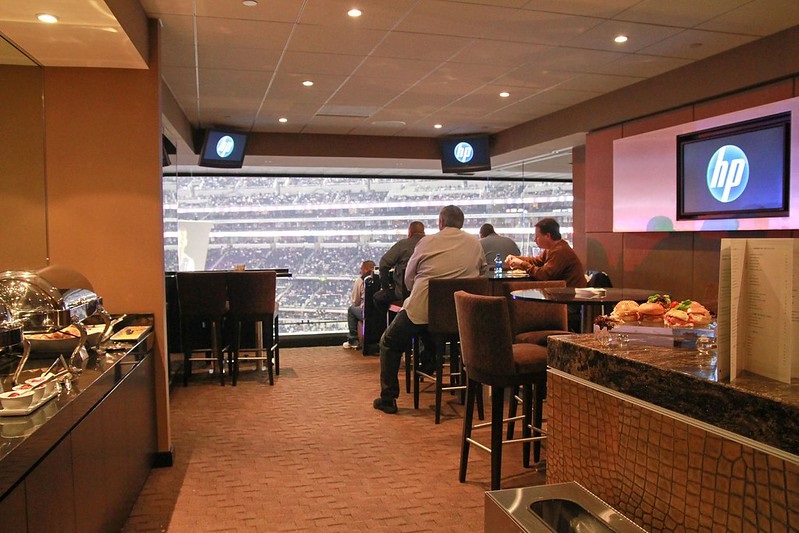 Photo of an interior of a luxury suite at AT&T Stadium. Home of the Dallas Cowboys.