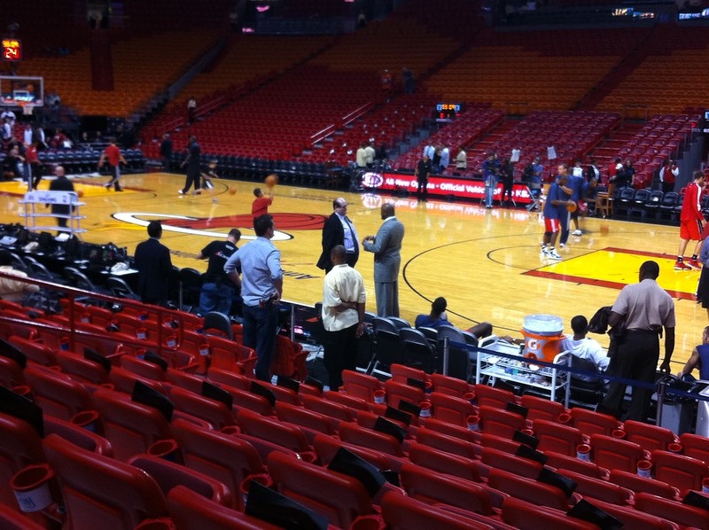 Photo taken from the lower level seats at American Airlines Arena before a Miami Heat home game.