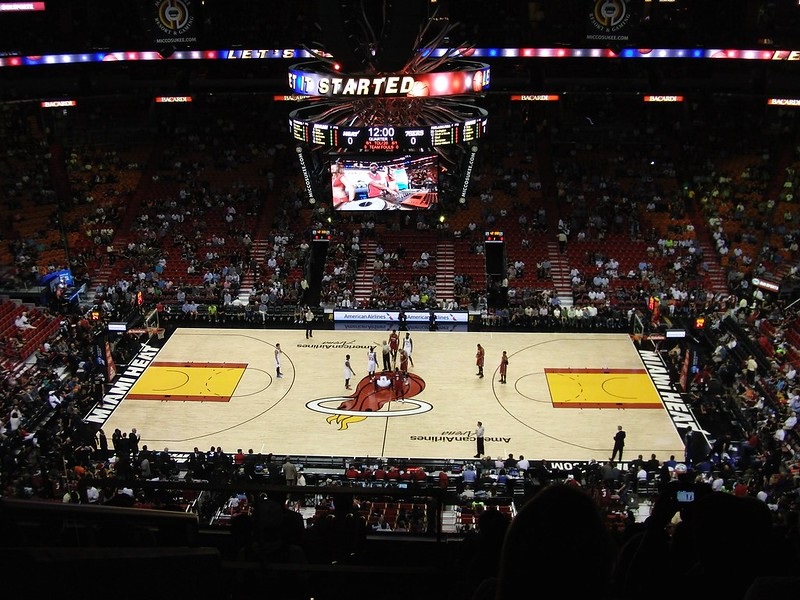 Photo taken from the upper level of American Airlines Arena during a Miami Heat home game.