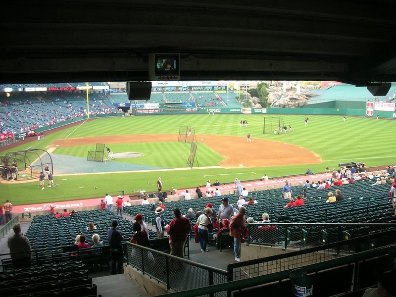 Photo taken from the terrace level seats at Angel Stadium of Anaheim during a Los Angeles Angels home game.