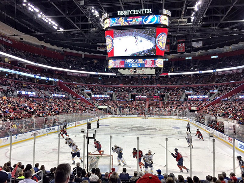 View from the lower level seats at the BB&T Center during a Florida Panthers game.