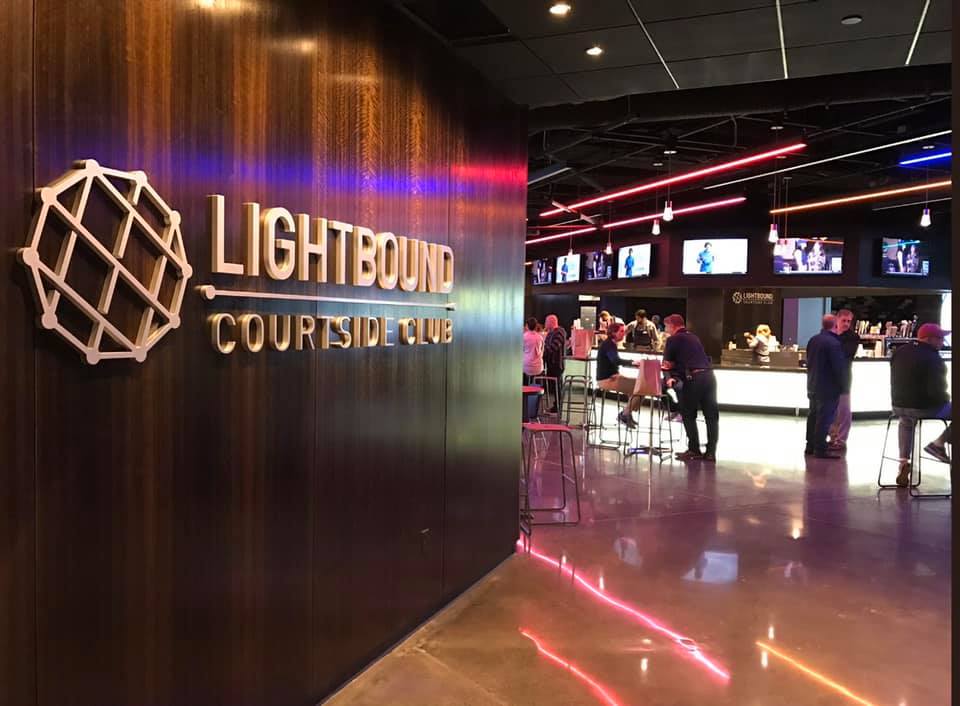 Photo of the Lightbound Courtside Club at Bankers Life Fieldhouse. Home of the Indiana Pacers.