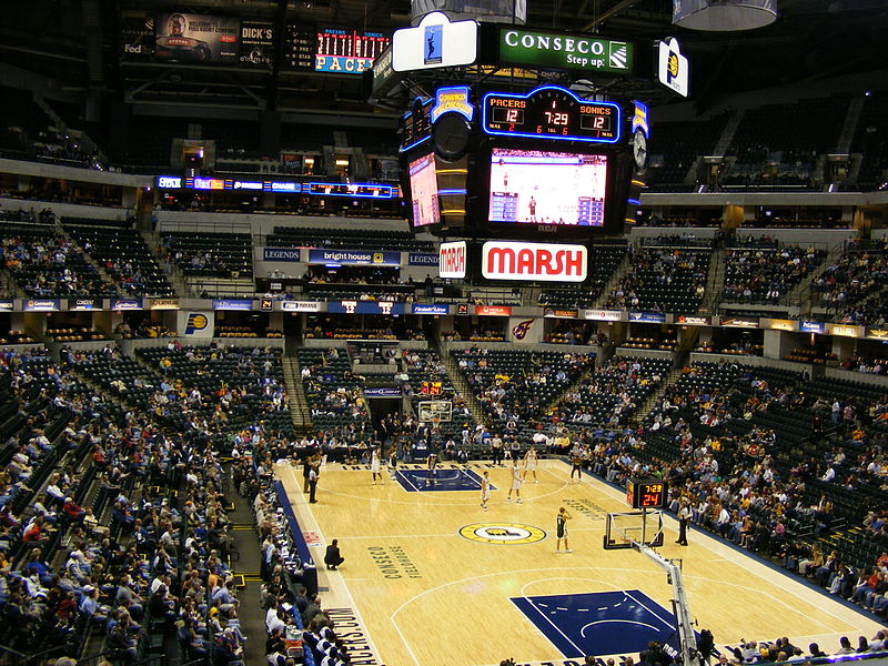 Photo taken from the lower level of Bankers Life Fieldhouse during an Indiana Pacers home game.