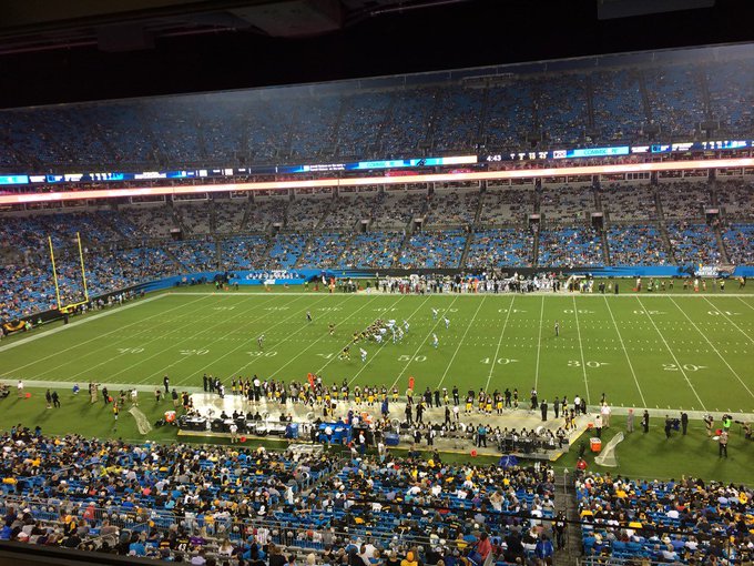View from the Silver Club seats at Bank of America Stadium during a Carolina Panthers game.