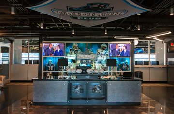 Interior photo of The Gridiron Club at Bank of America Stadium, home of the Carolina Panthers.