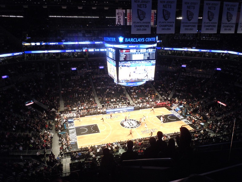 Photo taken from the upper level of the Barclays Center during a Brooklyn Nets home game.
