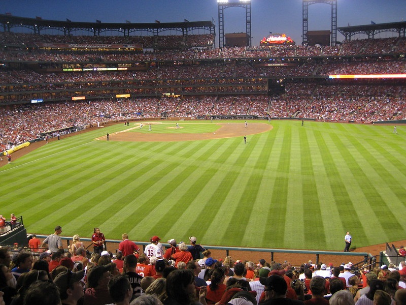 Photo taken from the Powerade Bridge area at Busch Stadium during a St. Louis Cardinals home game.