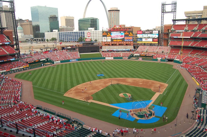 Photo taken from the terrace level seats at Busch Stadium during a St. Louis Cardinals home game.