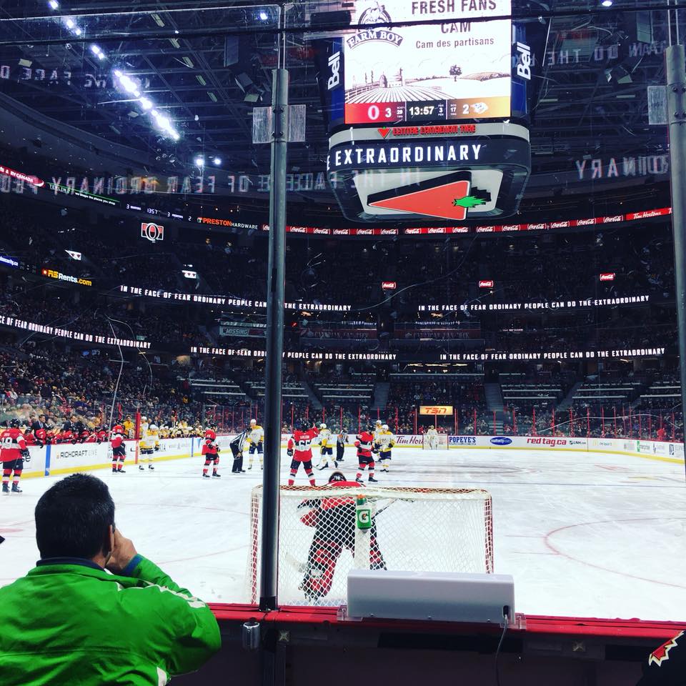 Photo of the Lexus Lounge at Ice Level seats at the Canadian Tire Centre during an Ottawa Senators game.