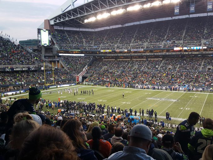View from the Delta Sky360 Club seats at CenturyLink Field during a Seattle Seahawks game.
