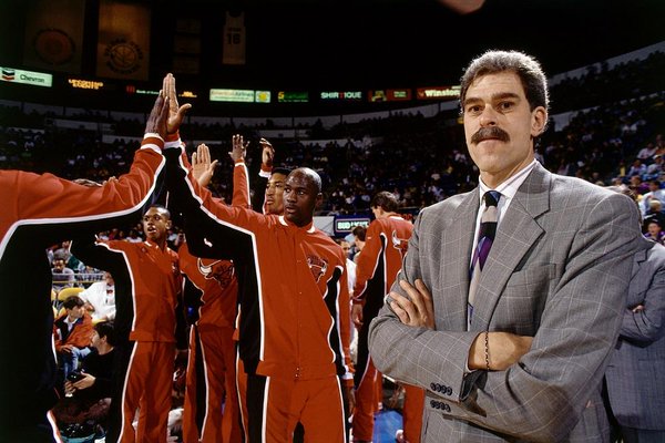 Photo of Chicago Bulls Head coach Phil Jackson circa 1992. 