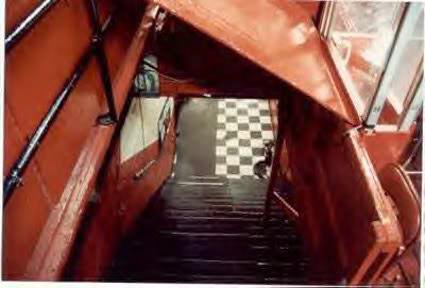 The infamous steps leading down to the locker room area at Chicago Stadium.