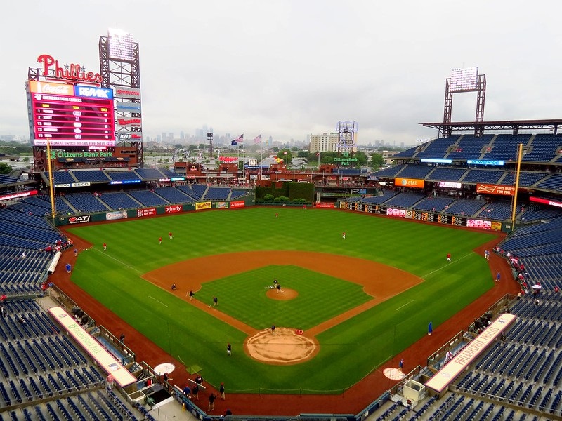 Photo taken from the terrace level of Citizens Bank Park before a Philadelphia Phillies home game.